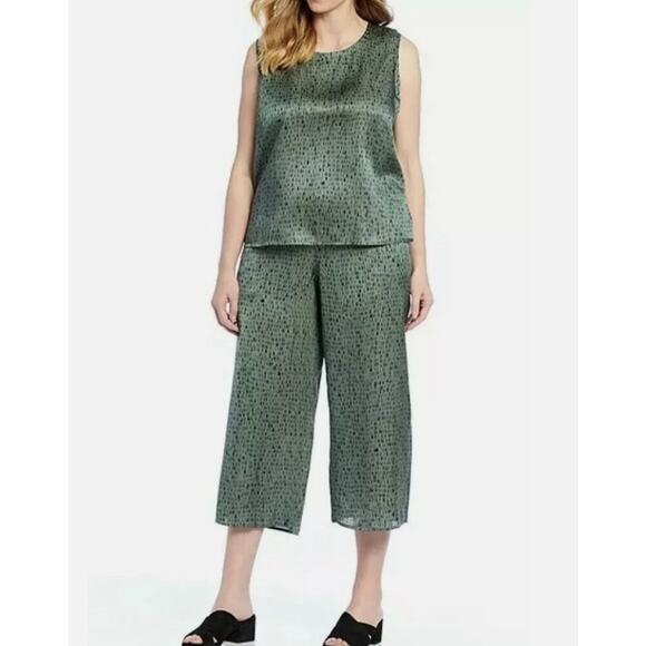 B12 Eileen Fisher Nori Silk  Pants Set Womens M/L Minimalist  Lounge Lazy Luxury - Picture 1 of 14